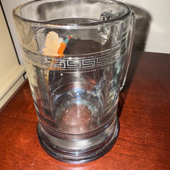 VTG Princess House Beer Mug Stein Pheasants Weighted Base Glass - Picture 3 of 7